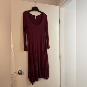 Long Sleeve Dress - Burgundy Bamboo Cotton Blend